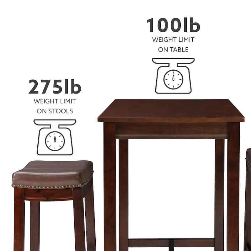 3-Piece Bar Table and Stool Set- 47.25" - Brown