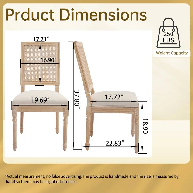 French Country Wire Drawing & Carving Techniques Dining Chairs with Backrest (Set of 2)