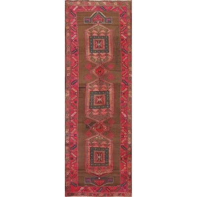 Ardebil Persian Vintage Runner Rug Hand-knotted Wool Carpet - 3'10" x 13'2"