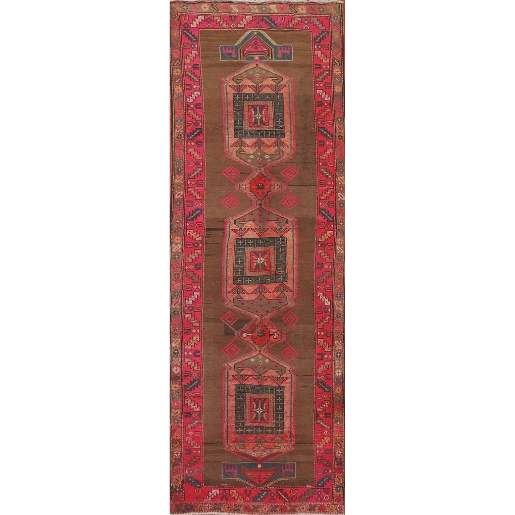 Ardebil Persian Vintage Runner Rug Hand-knotted Wool Carpet - 3'10" x 13'2"