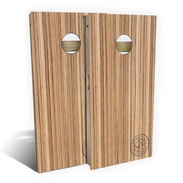slide 2 of 9, Zebra Wood Outdoor Cornhole Board Set Backyard 2x4 - NO Accessories
