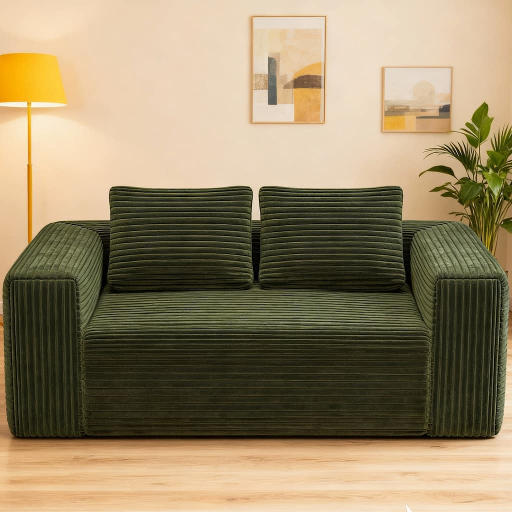 Green Loveseat 2 Seater Sofa Couch with Armrests, Sleeper Sofa Upholstered Sofa Couch for Living Room