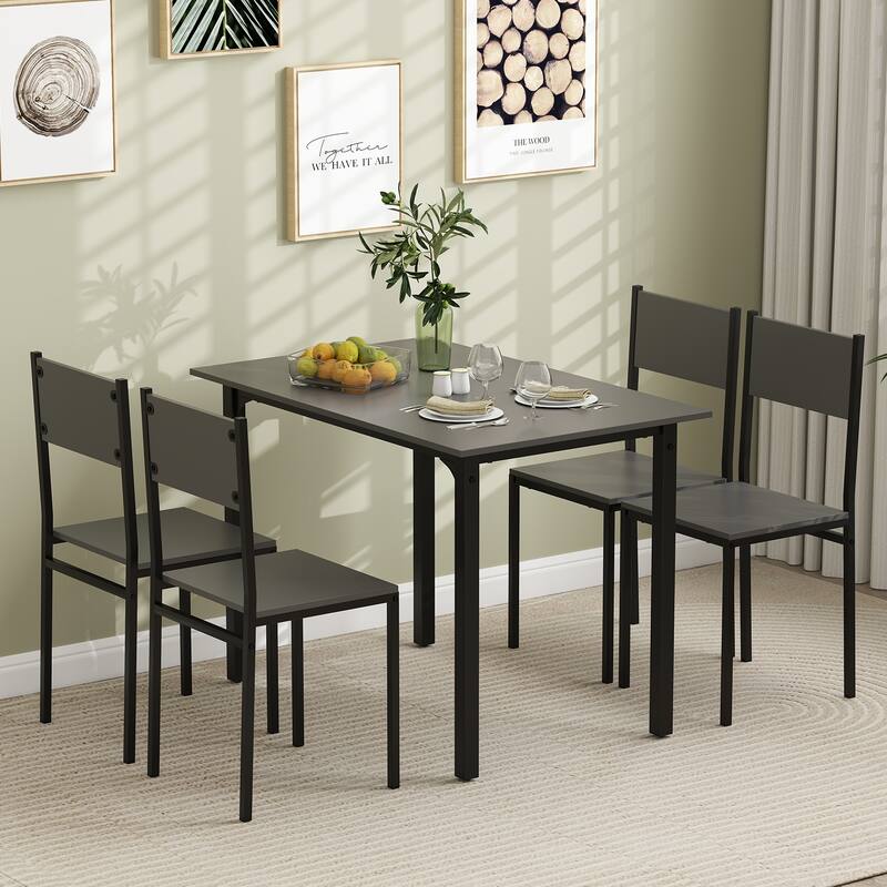 Costway 5 PCS Dining Table Set Industrial Style Kitchen Table & Chairs