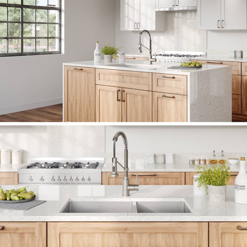 Kraus 3-in-1 Set Undermount Kitchen Sink, Pulldown Faucet, Dispenser