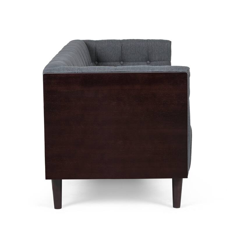 Modern Contemporary Botton Tufted 3-Seater Sofa with Square Arms