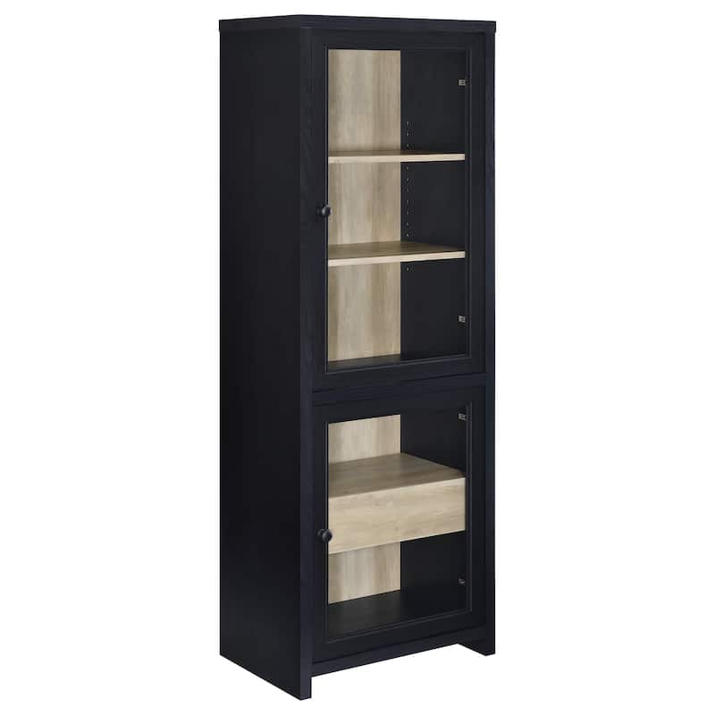 Denison 67-Inch 2-Door Media Tower Storage Cabinet Black - Black