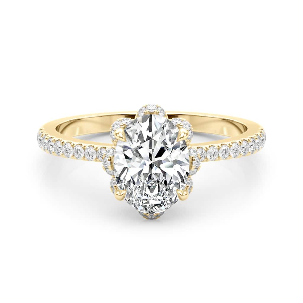 Auriya 14k Yellow Gold Lab Grown Oval Diamond Halo Engagement Ring 0.50 to 5.00 ct. tw. (F-G VS)