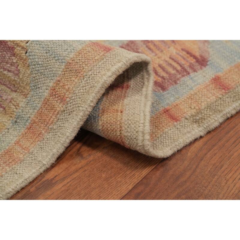 Hand Woven Oriental 100% Wool Carpet Southwestern Tribal Navy Blue & Blues Kilim Area Rug - 8' 3'' X 5' 0''