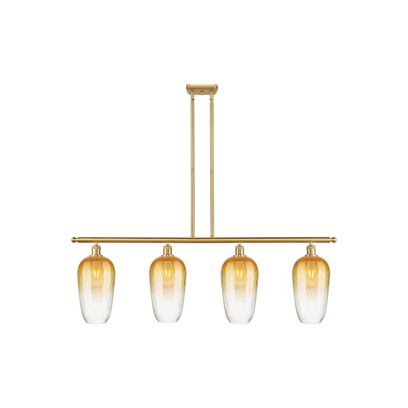 Innovations Lighting Endless Possibilities Ballston - Brookhaven Flute - 4 Light 48" Stem Hung Island Light - Satin Gold/Amber