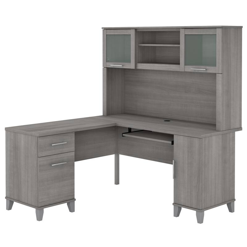 Bush Furniture Somerset 60W L Shaped Desk with Storage Hutch