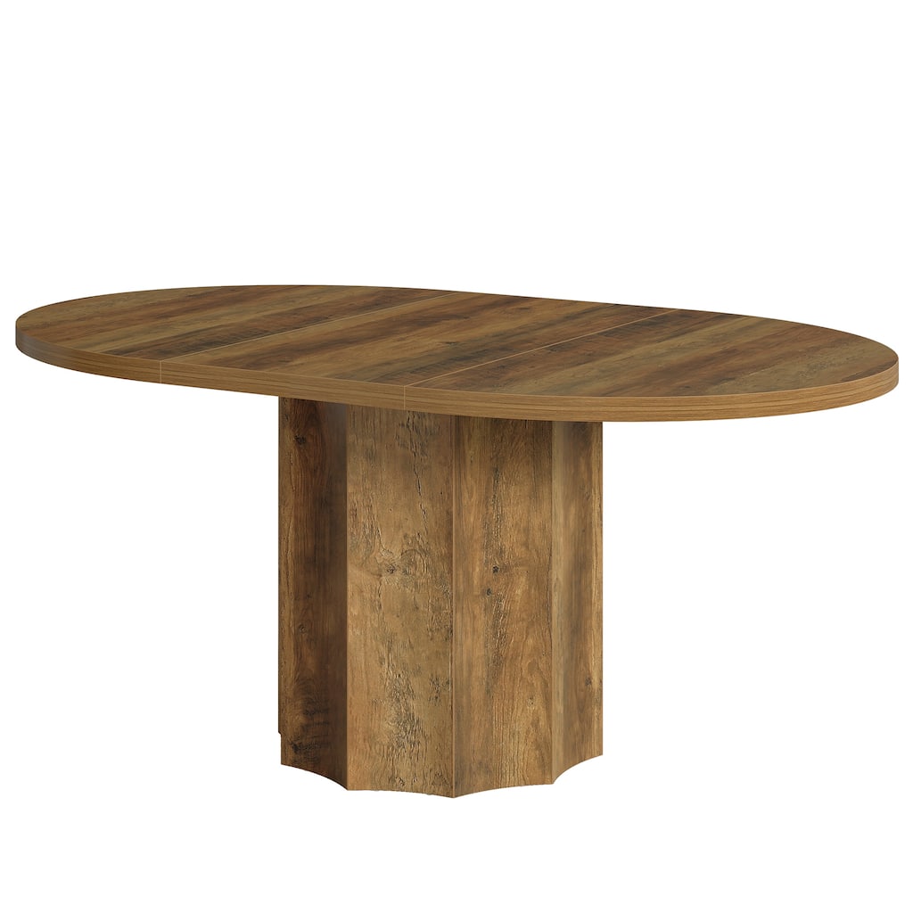 55-Inch Kitchen Table with Rounded Edge Tabletop and Wave-Shaped Base
