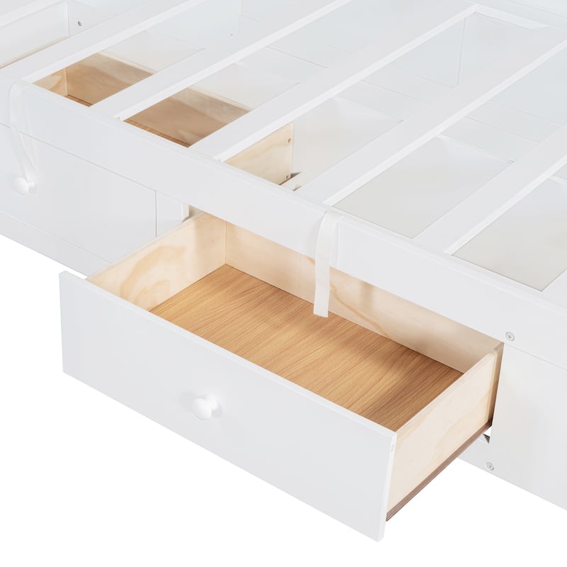 Twin Bunk Bed w/ Drawers, Wardrobe, Storage Shelves and Hydraulic Bed