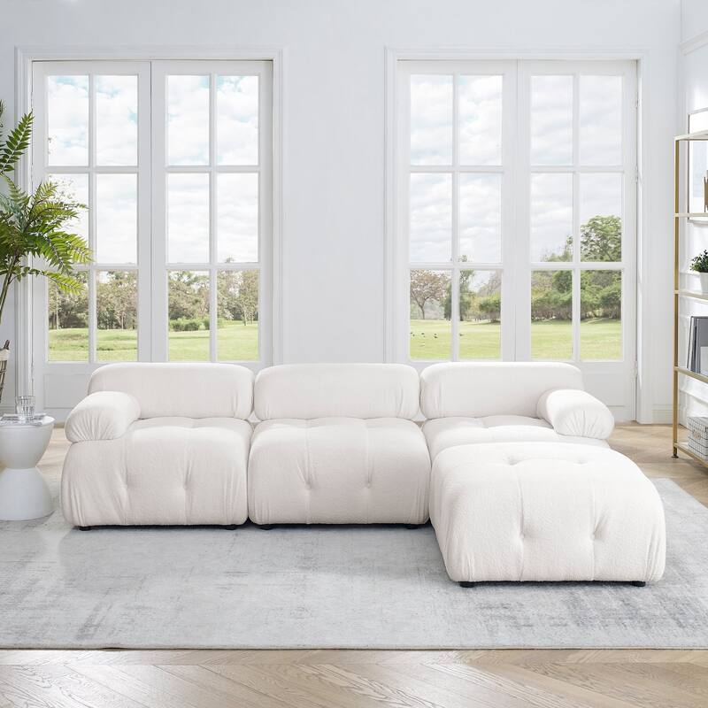 Modular Sectional Sofa L Shaped Couch with Reversible Ottoman