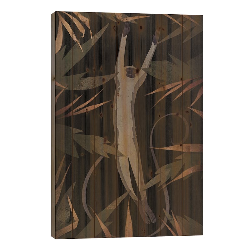 Monkey Chill Print On Wood by Valeriya Simantovskaya - Multi-Color - 40x26x1.5