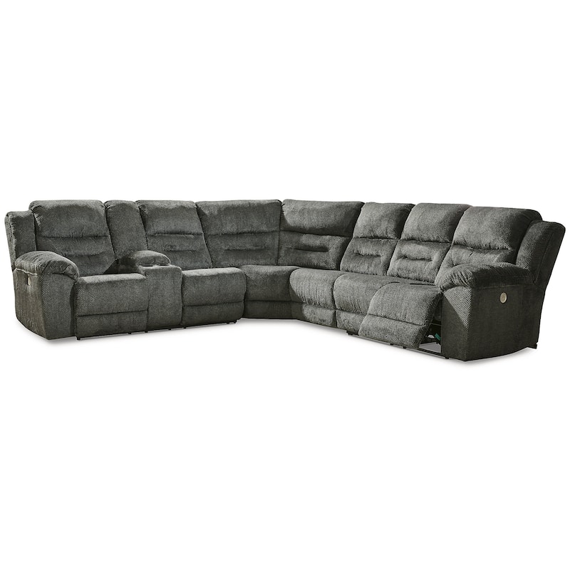 Signature Design by Ashley Nettington Gray 4-Piece Power Reclining Sectional - 132"W x 121.25"D x 42"H