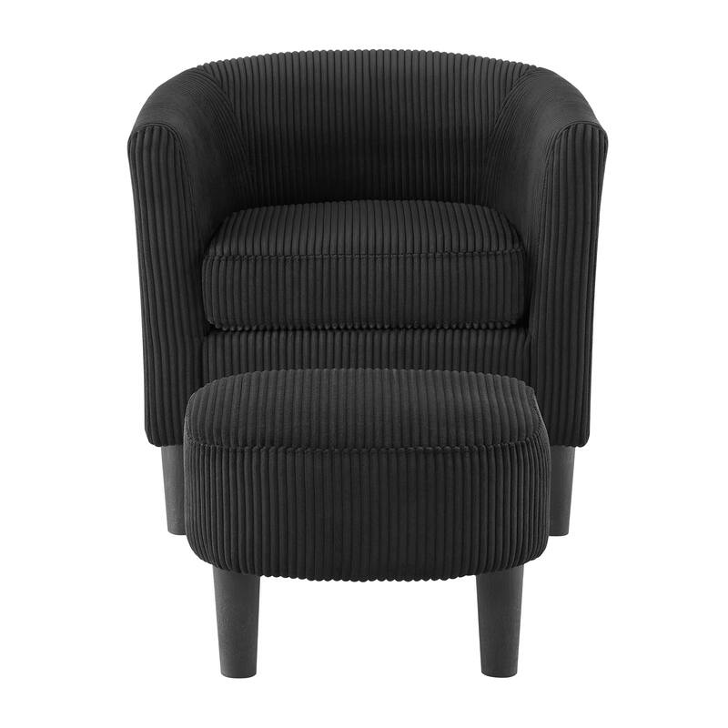 Modern Fabric Sofa Chair with Armrests and Footstool, Suitable for Living Room, Bedroom, and Office
