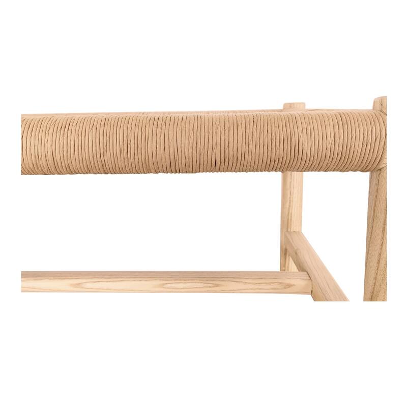 NADAAL STUDIOS Mayor Bench, Rectangular Solid Elm Frame with Woven Natural-Fiber Rope Seat, Large, Black