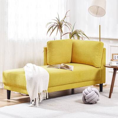 Oaks Aura Mid-Century 65in. Fabric Corner Lounge Chair, Upholstered Indoor Chaise Lounge for Living Room (Left Armrest)
