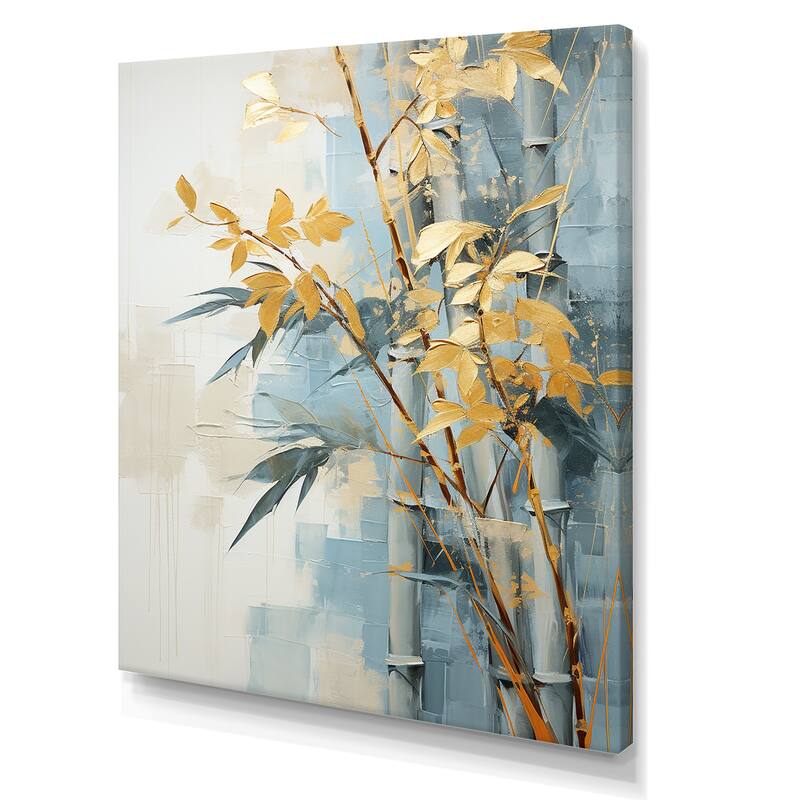 Designart "Gold And Blue Bamboo IV" Bamboo Wall Art