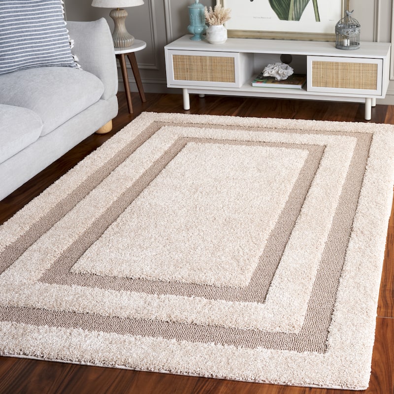 SAFAVIEH Florida Shag Carlinde Border 1.2-inch Thick Rug