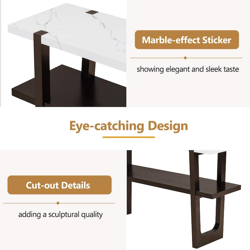 Retro Narrow Console Table with Open Shelf