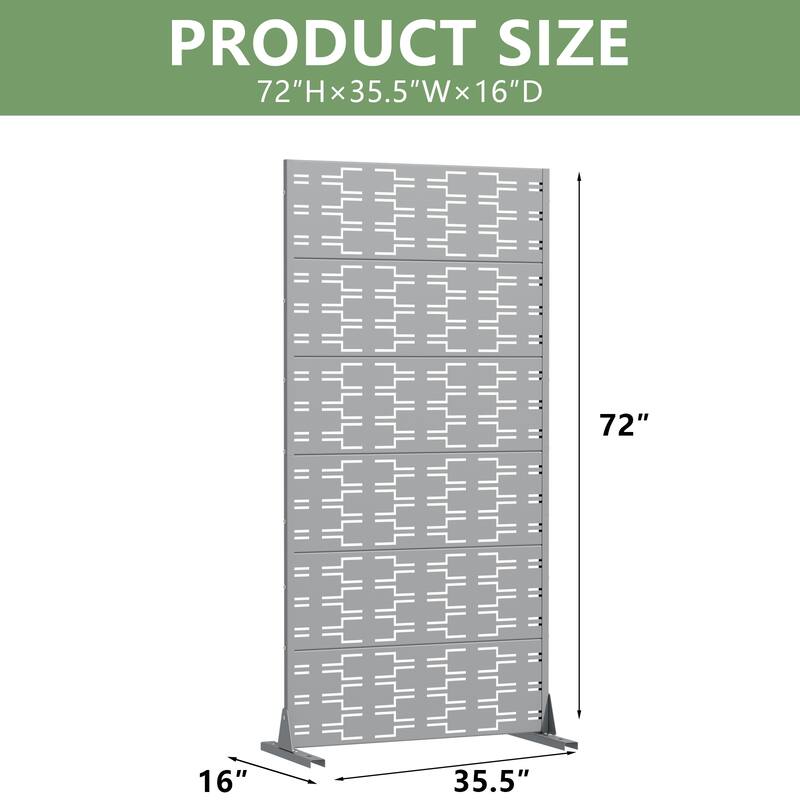 72" H×47"W Dovelina Black Outdoor Freestanding Metal Privacy Screen Decorative Garden Fence