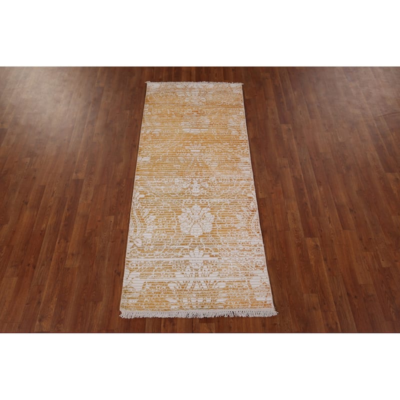 Abstract Oriental Accent Rug Handmade Modern Wool Carpet - 2'9" x 6'4"