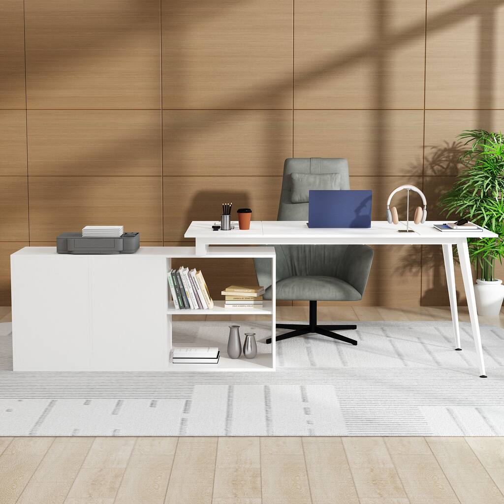 Reversible Desk Storage Corner Computer Desk Study Table Workstation