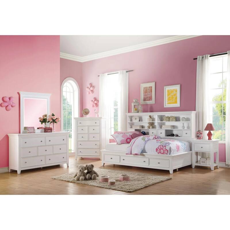 1 Drawer and Open Bottom Shelf Wooden Nightstand