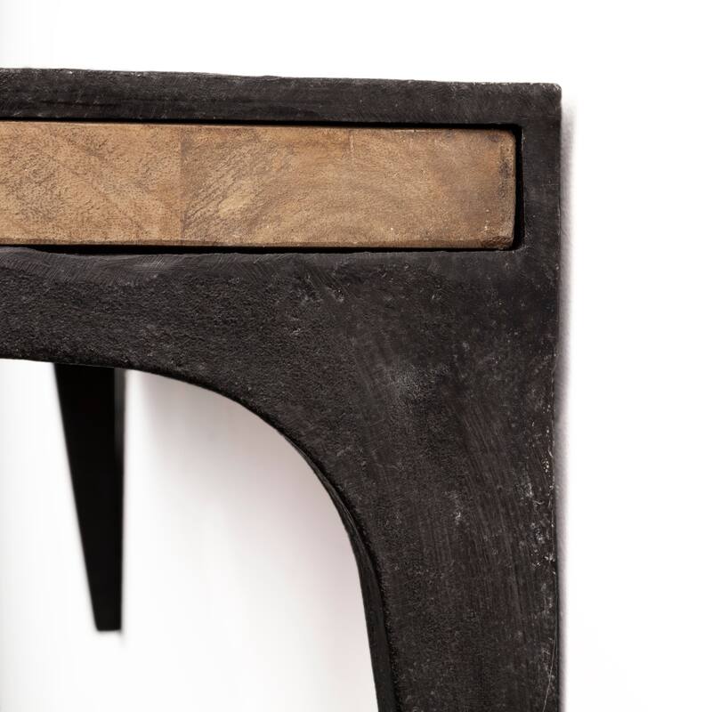 Dion Brown Wood With Black Metal Wall Shelf (58") - 58.0L x 11.0W x 11.0H