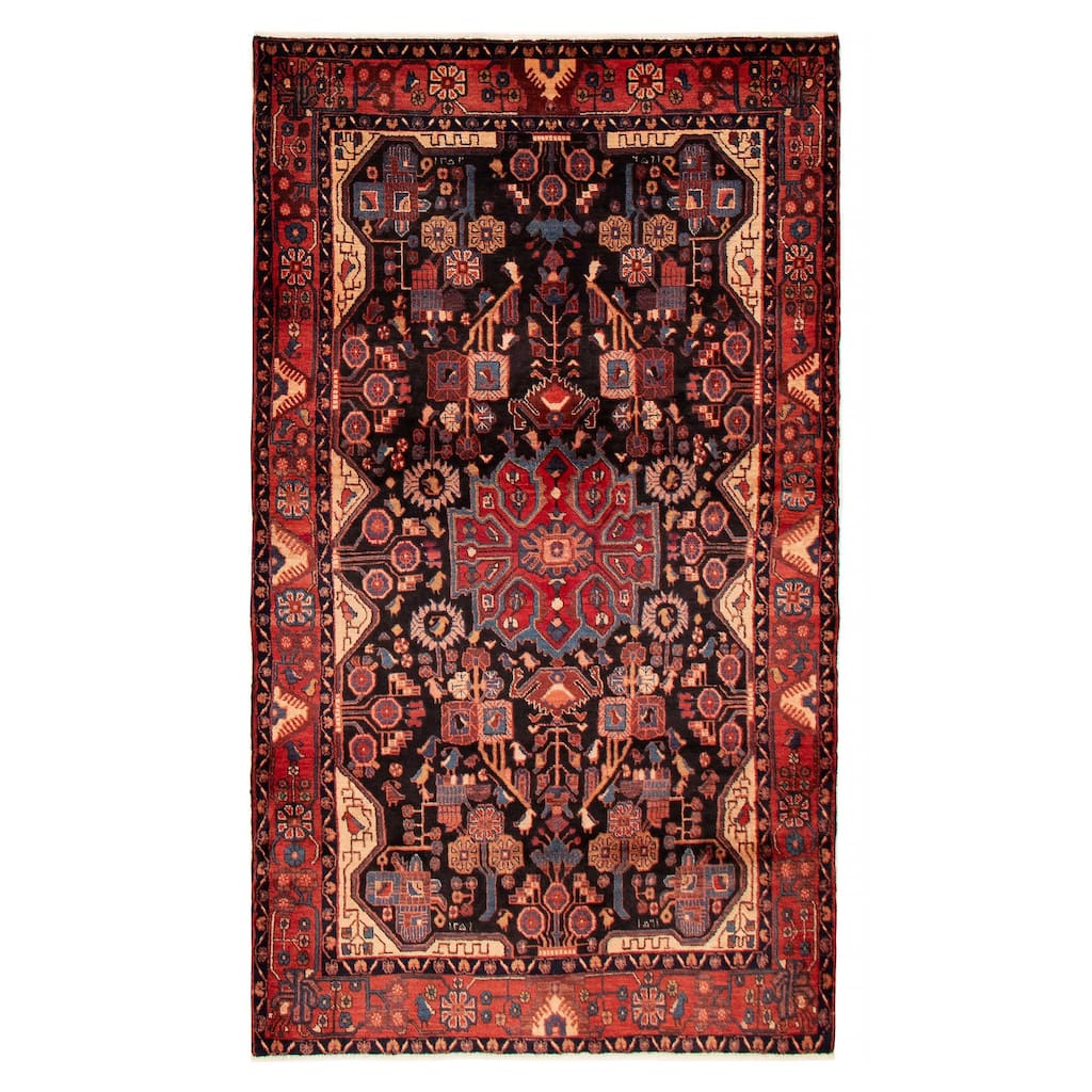 Anatolian Vintage Black, Red Rug 5'2" x 9'0" - 5'2 x 9'0