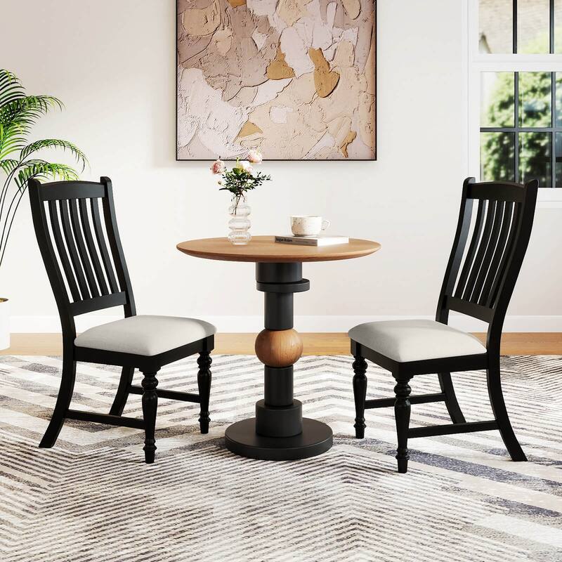 Costway Set of 2/4 Dining Chairs with Solid Wood Legs & Padded Seat - See Details
