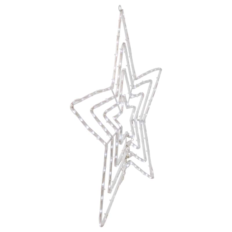 24" Lighted Layered Stars Controller Window Silhouette Christmas Decor