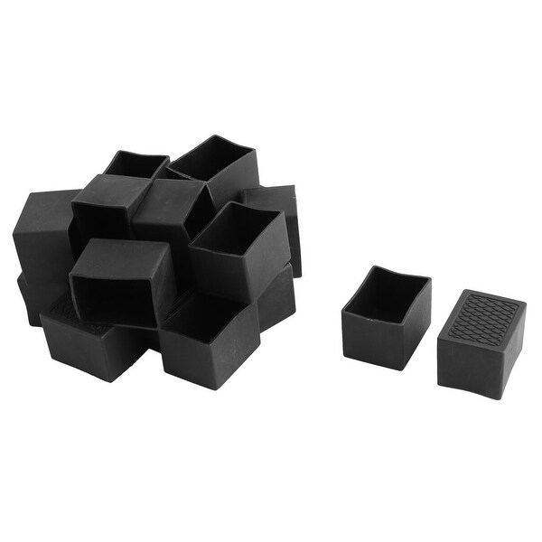 Furniture Chair Leg Plastic End Cap Protectors Black 4cm x 2.9cm
