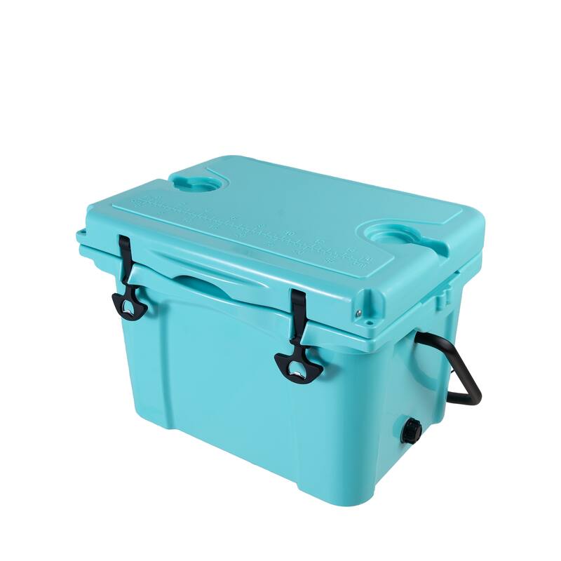Anmytek 25QT Heavy Duty Rotomolded Insulated Cooler Box with 6 Day Ice Retention Turquoise Portable Hard Cooler