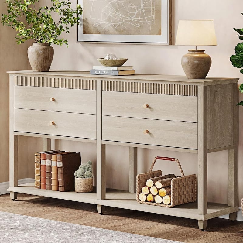 63 Inch Modern Console Entryway Sofa Table Behind Couch with Drawers - 15.75"W x 41.34"L x 31.5"H