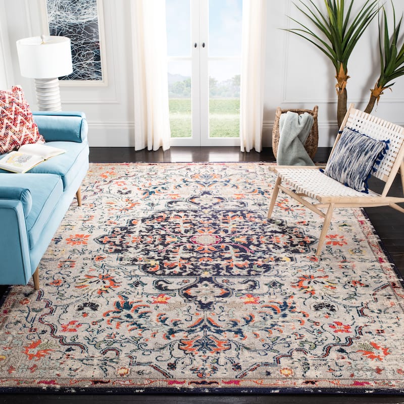 SAFAVIEH Madison Sabire Boho Medallion Distressed Rug - 9' x 12' - Beige/Black