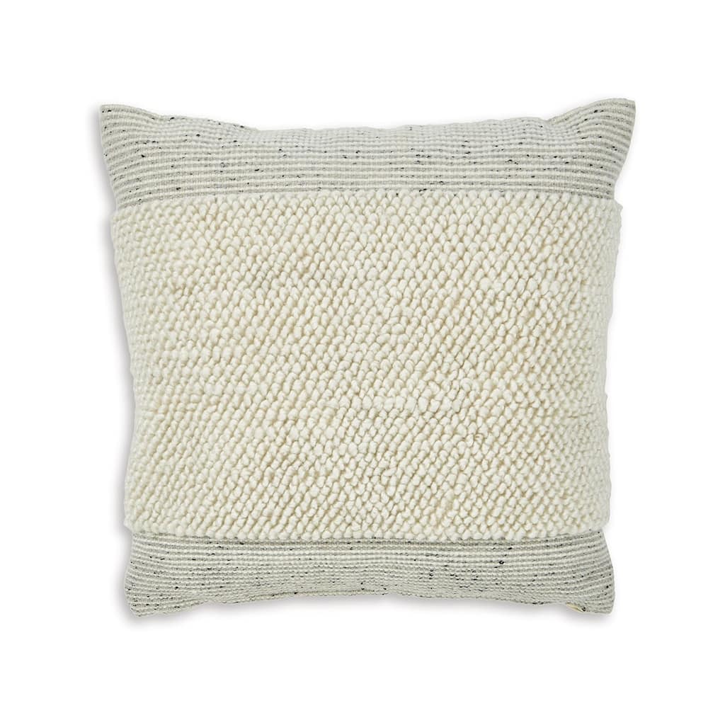Square Accent Throw Pillow, 20 Inch, White and Gray Stripes, Polyfill