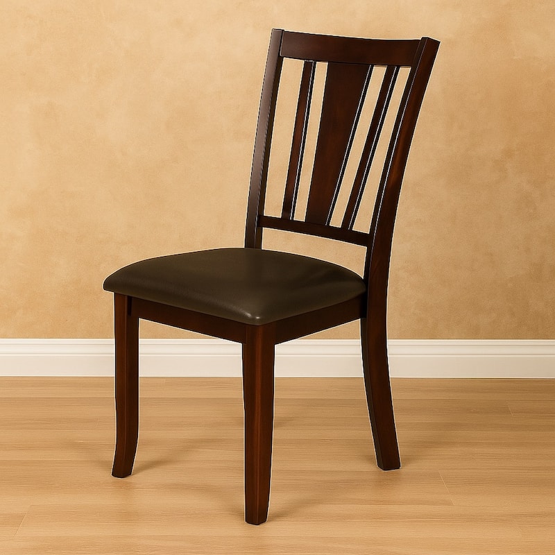 Set of 2 Padded Leatherette Dining Chairs in Espresso