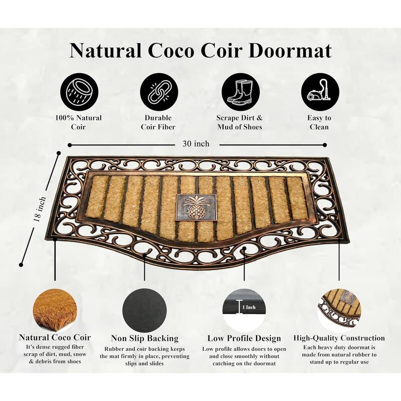 A1HC Natural Coir and Rubber Thick Durable Outdoor Doormats 18" x 30"