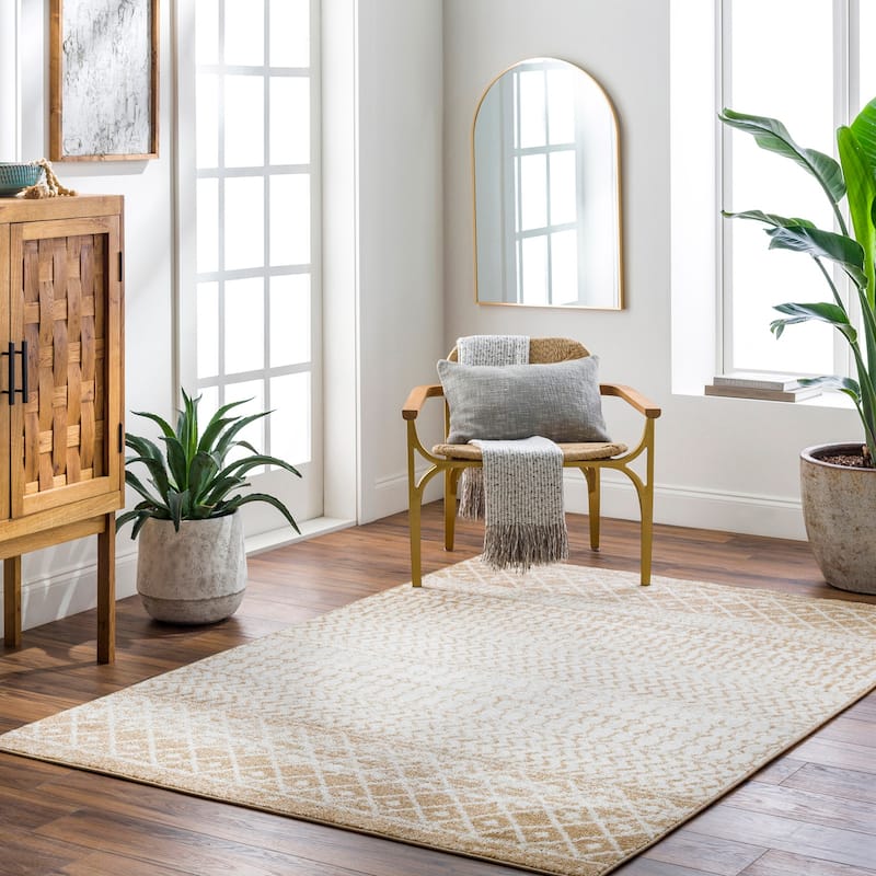 Livabliss Edie Bohemian Geometric Area Rug - 6' 7" x 9' - Beige - Rectangle