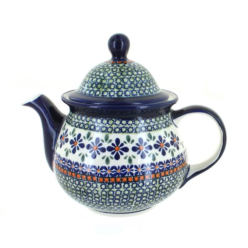 Blue Rose Polish Pottery 943 Zaklady Large Teapot - Mosaic Flower