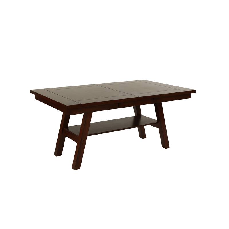 Dining Table Rectangle Dining Table w Shelve 1pc Table Only Rubber wood Dark Walnut Finish Dining Room Furniture