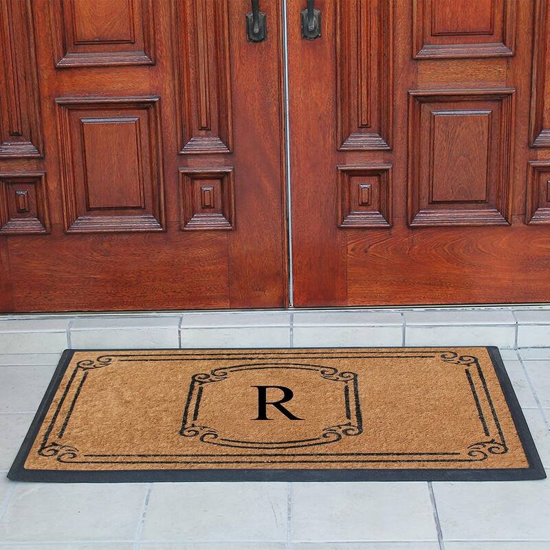 A1HC Natural Coir Monogrammed Door Mat For Front Door, 30"x48"