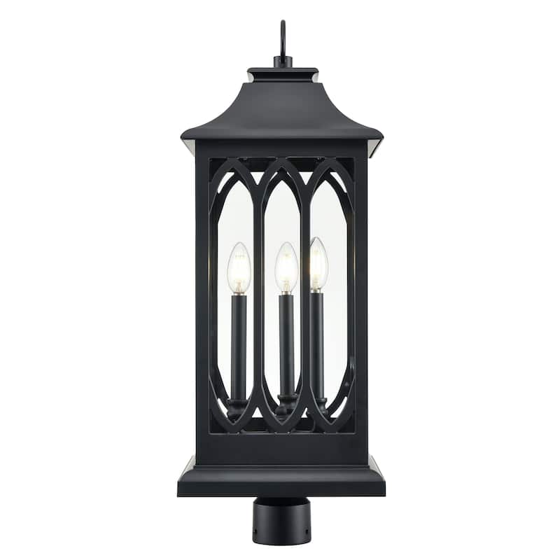 Mallorey 3-Light Outdoor Post Lantern Powder Coated Black - Powder Coated Black