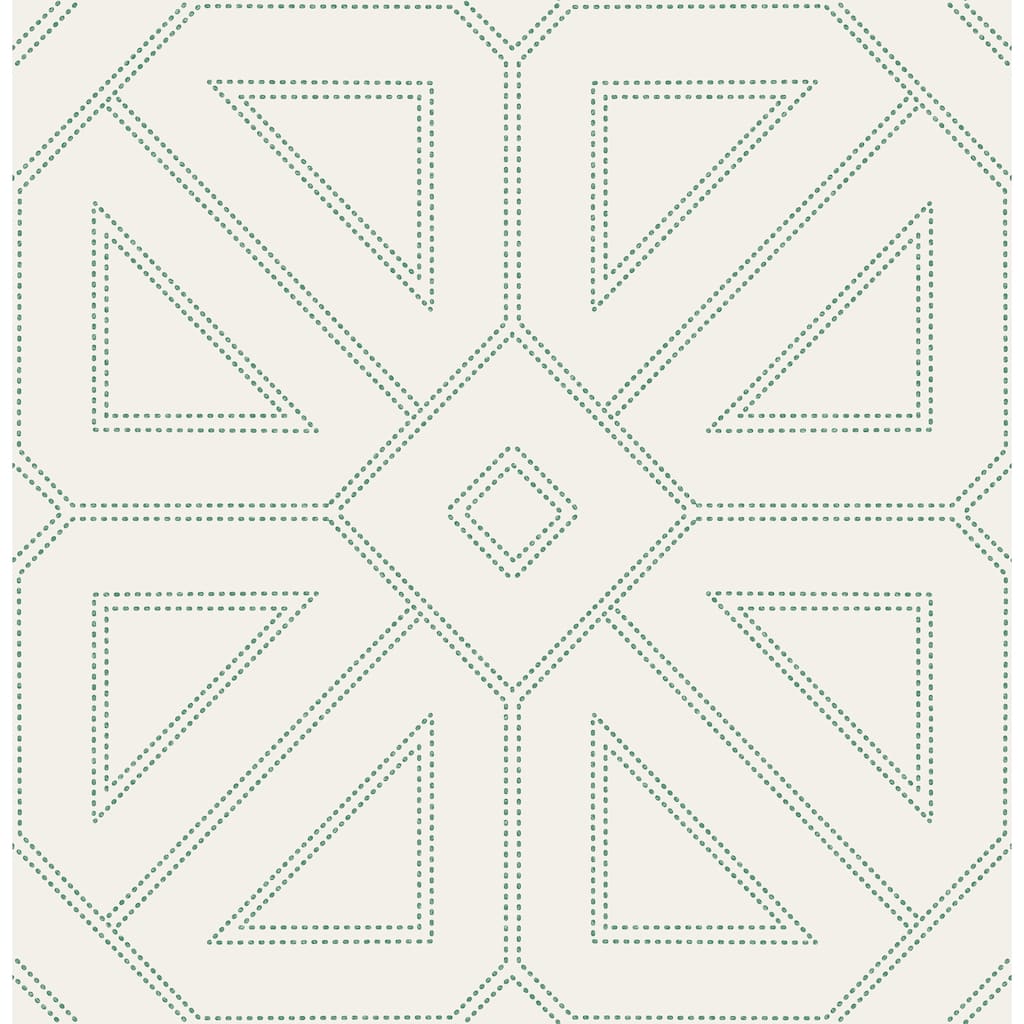 A-Street Prints Voltaire Green Beaded Geometric Wallpaper