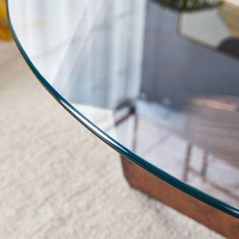 Round glass coffee table, 33.4 "modern design unique coffee table.
