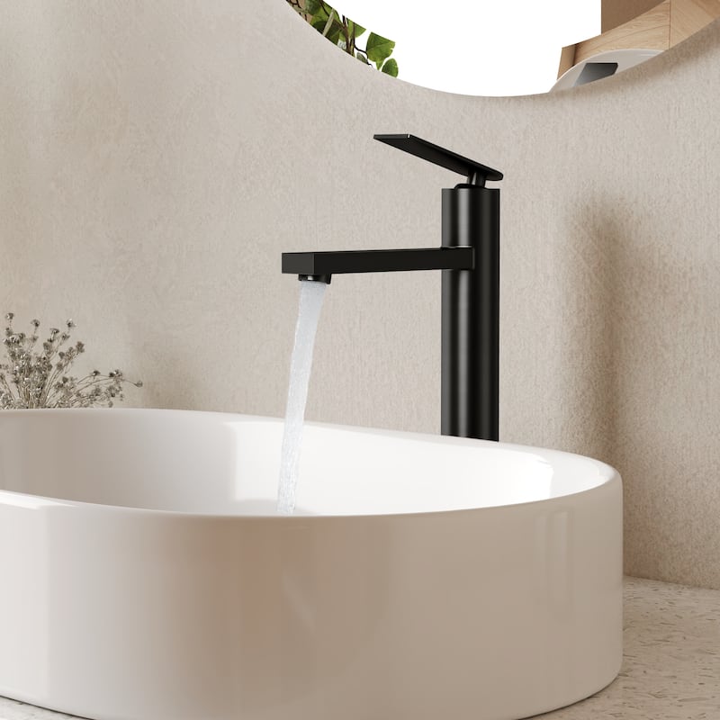 Modern Single-Hole Single-Handle Bathroom Faucet Vessel Sink Faucet - Matte Black