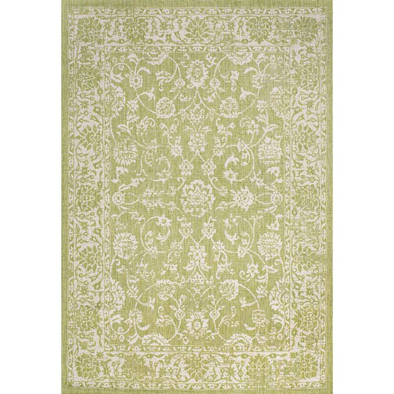 JONATHAN Y Sinjuri Bohemian Textured Weave Floral Indoor/Outdoor Area Rug - 3 X 5 - Green/Cream