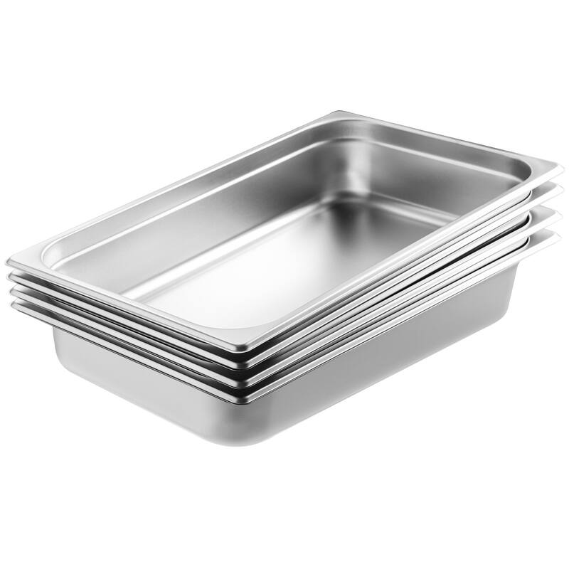 Hotel Pans, 0.8mm Thick Stainless Steel Restaurant Steam Table Pan, for Industrial & Scientific - 4 Inch with Lid